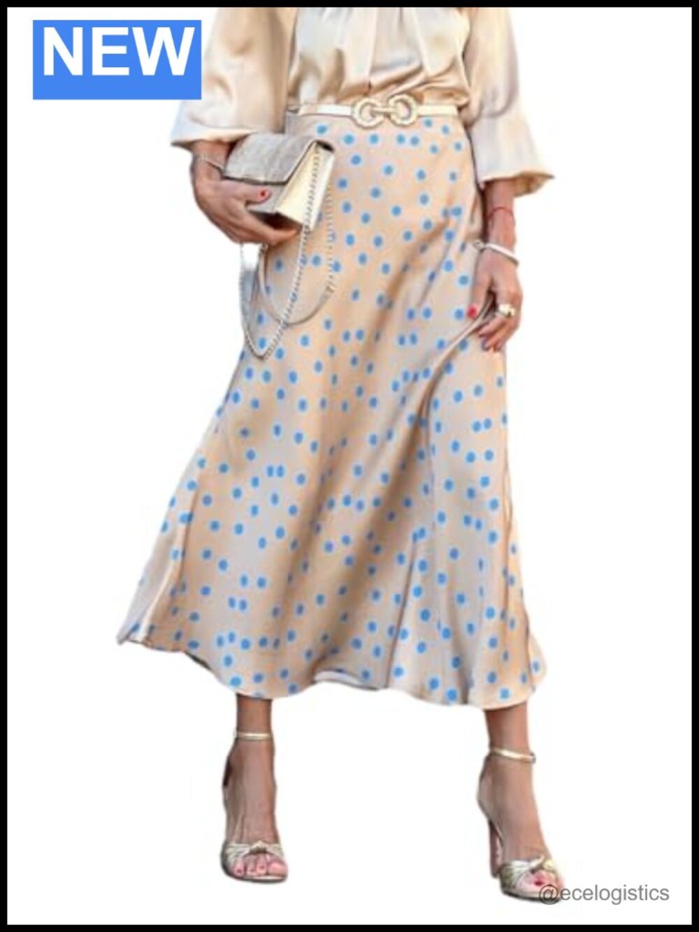 Polka Dot High Waist Midi Skirt for Women Summer Casual Trendy Printed